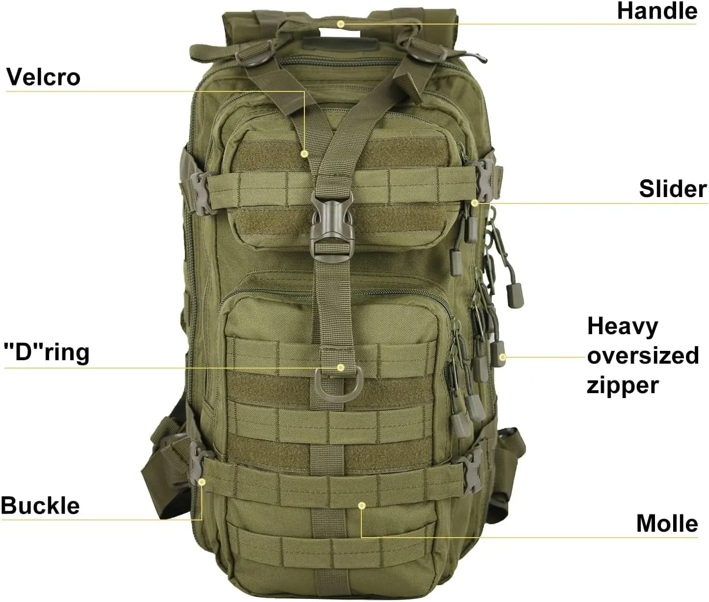 Small 30L Assault Backpack Military Tactical Backpack Tactical Bag for Outdoor Hiking Camping Travel Army Hunting Rucksack (Green)