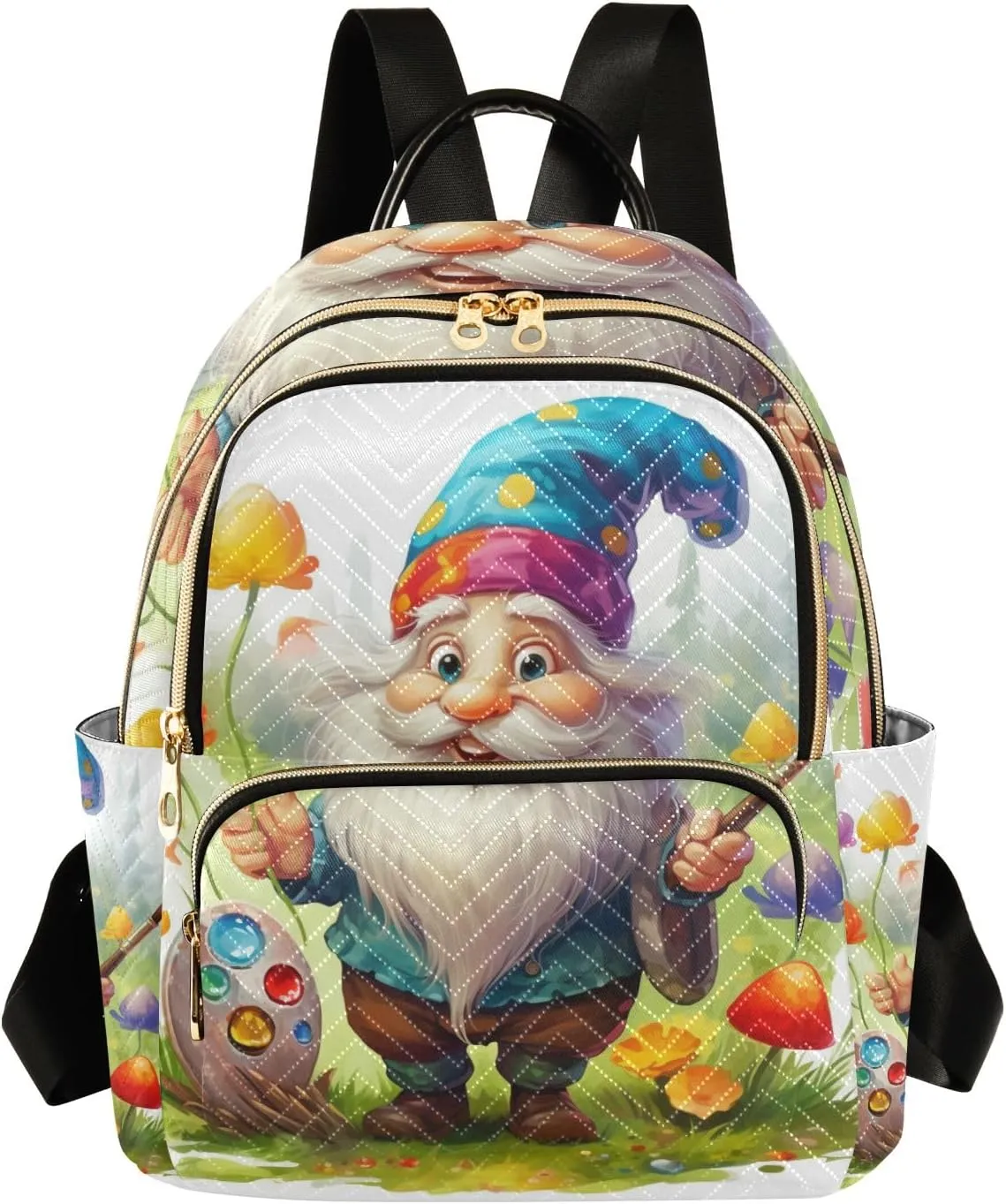 Small Backpack Purse for Women, Drawing Dwarf Travel Bag Casual Daypack Shoulder Bag