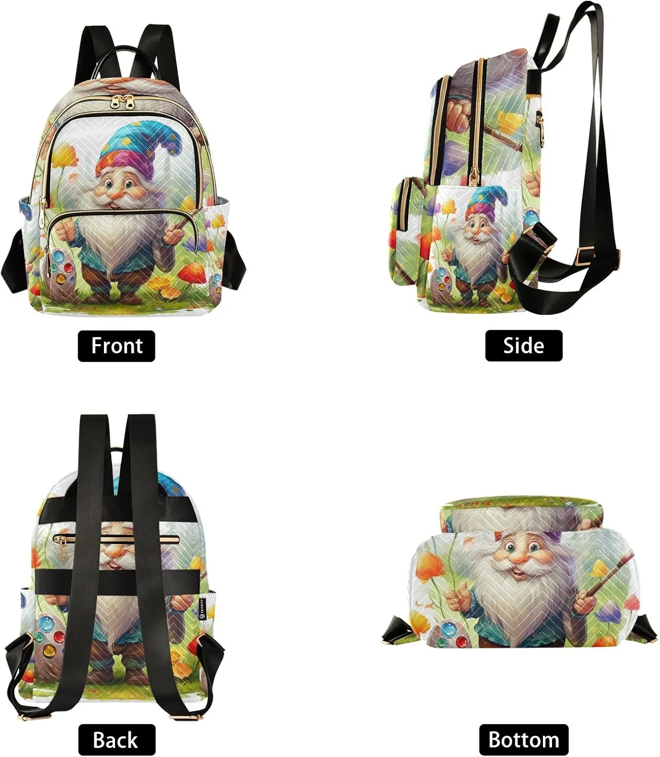Small Backpack Purse for Women, Drawing Dwarf Travel Bag Casual Daypack Shoulder Bag