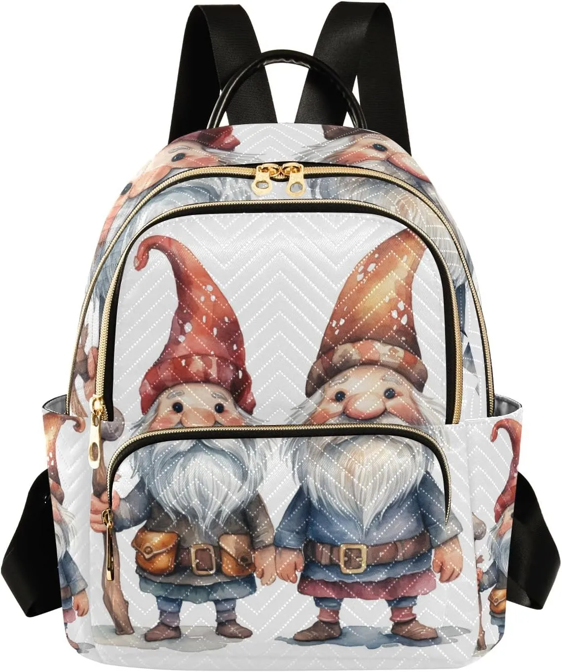 Small Backpack Purse for Women, Two Old Dwarf Travel Bag Casual Daypack Shoulder Bag