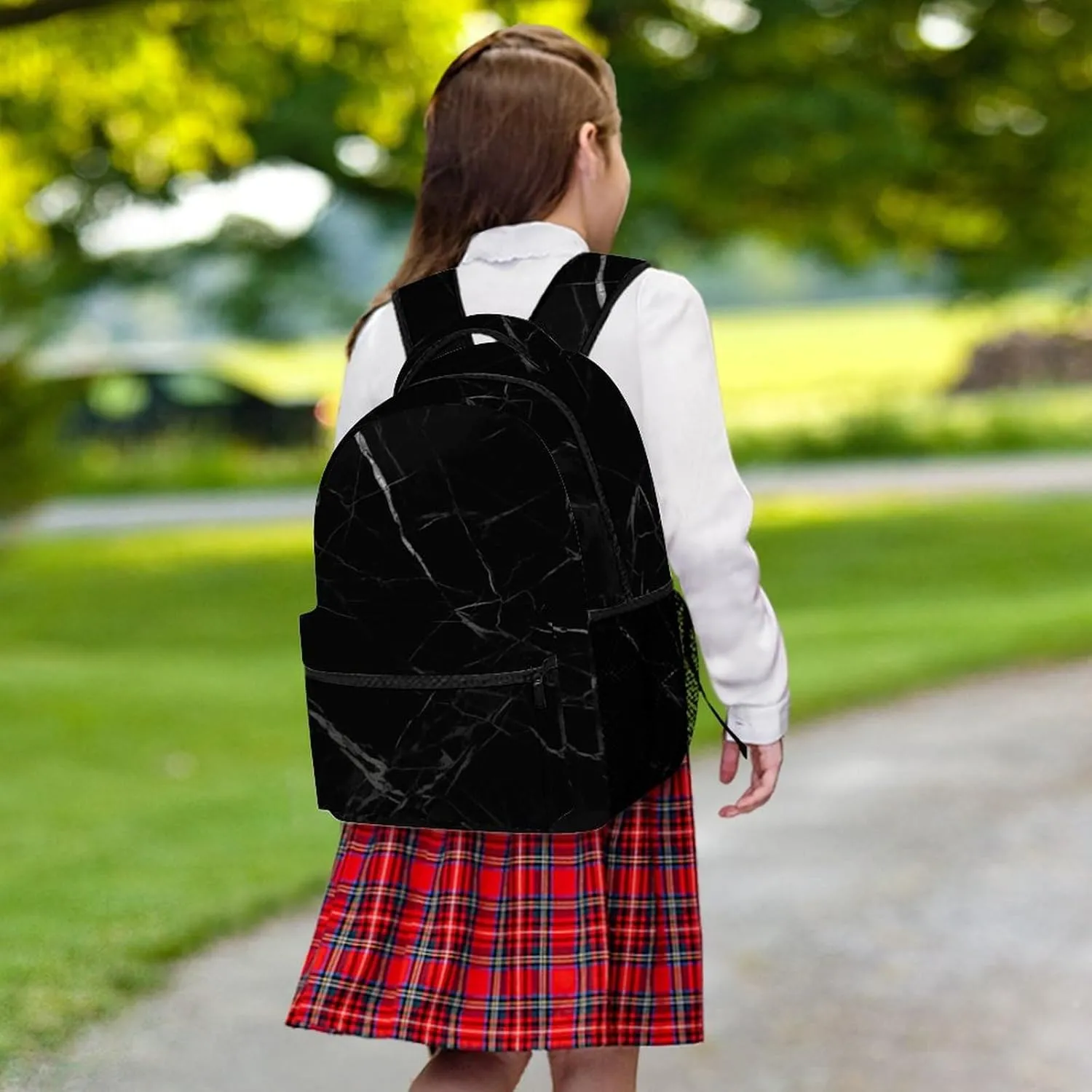 Small Backpacks Personalized Black Marble Printing Travel Bag Lightweight Travel Backpack For Women Men