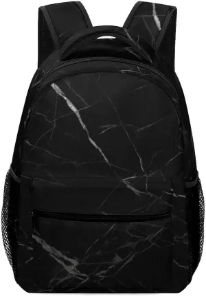 Small Backpacks Personalized Black Marble Printing Travel Bag Lightweight Travel Backpack For Women Men