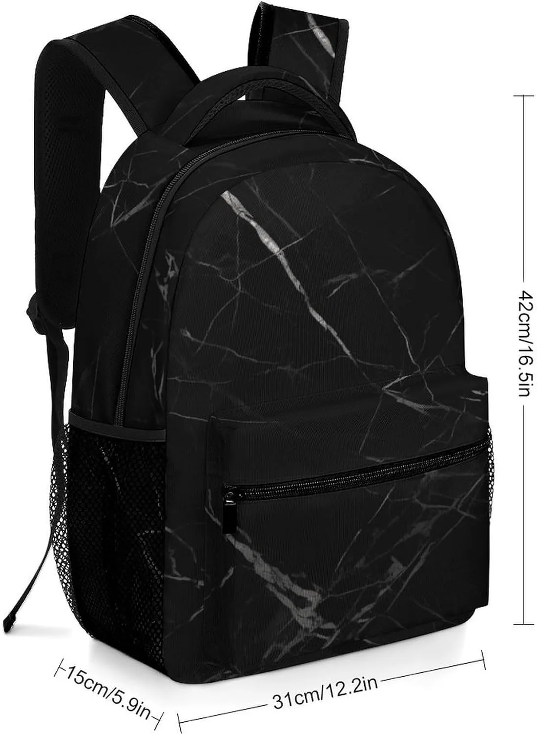 Small Backpacks Personalized Black Marble Printing Travel Bag Lightweight Travel Backpack For Women Men