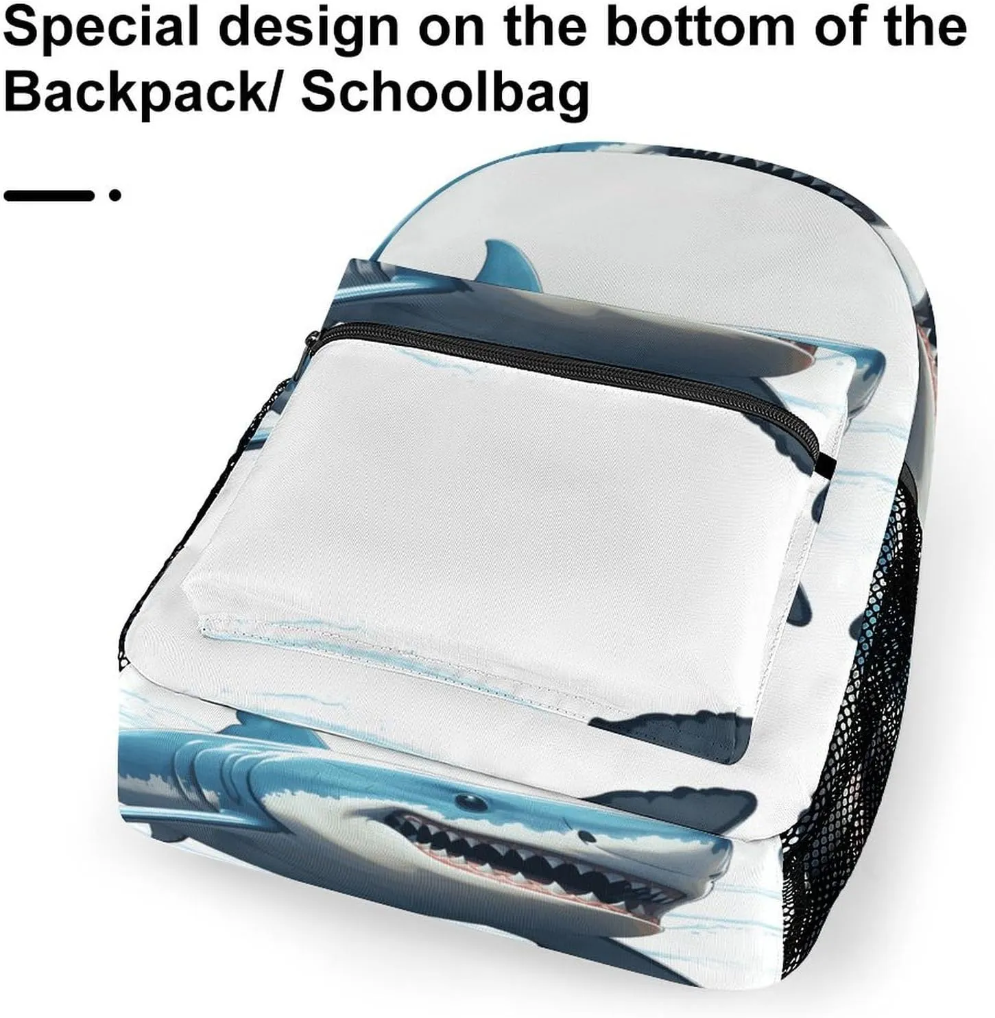 Small Backpacks Personalized Blue Shark Printing Travel Bag Lightweight Travel Backpack For Women Men