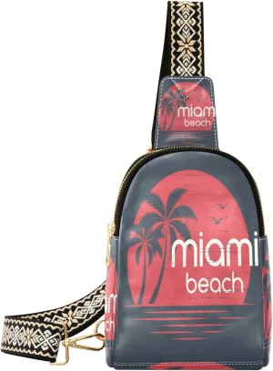Small Sling Bag Waist Packs Leather Crossbody Packs Chest Bag Miami Beach for Women Travel Belt Purse