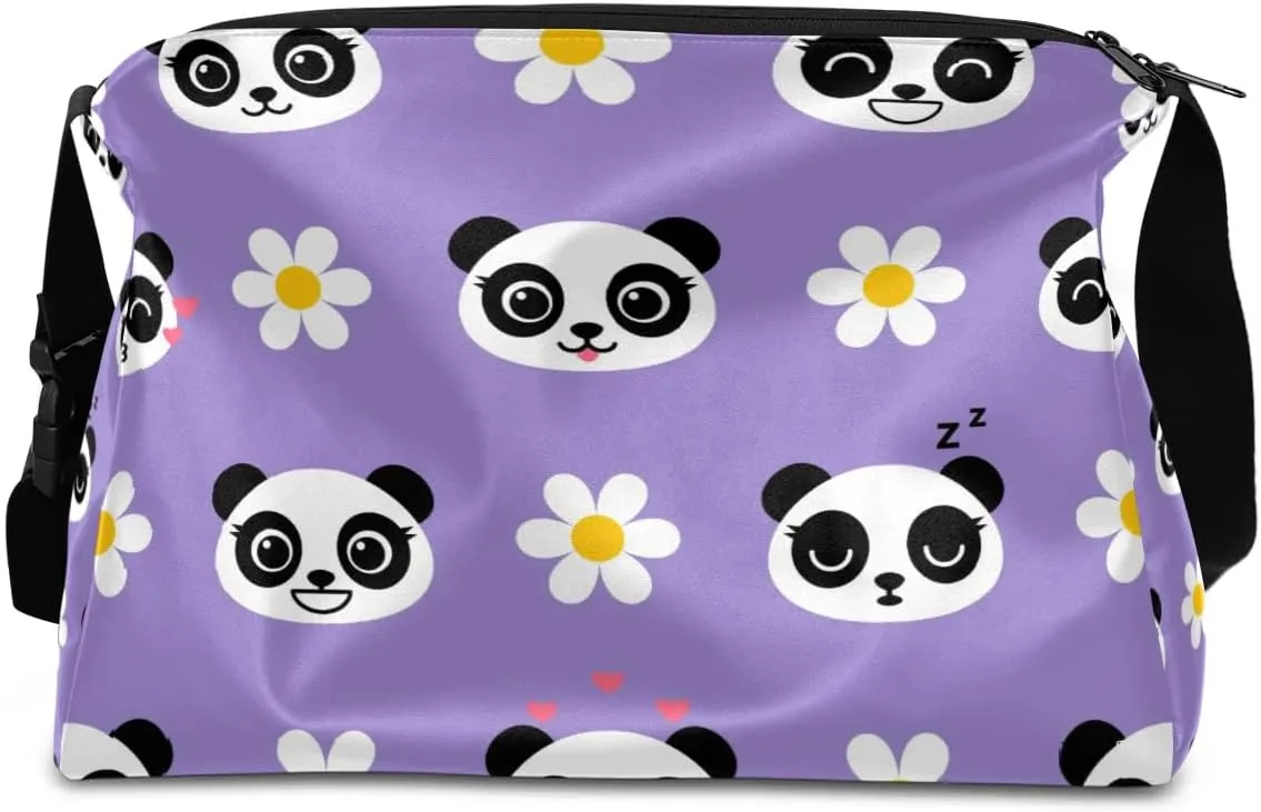 Smiling Panda Small Gym Bag for Men Women Workout Sport Duffle Bag Waterproof Weekender Overnight Bag Lightweight Carry on Tote Bag Crossbody Shoulder Travel Bag for Swim Yoge Dance