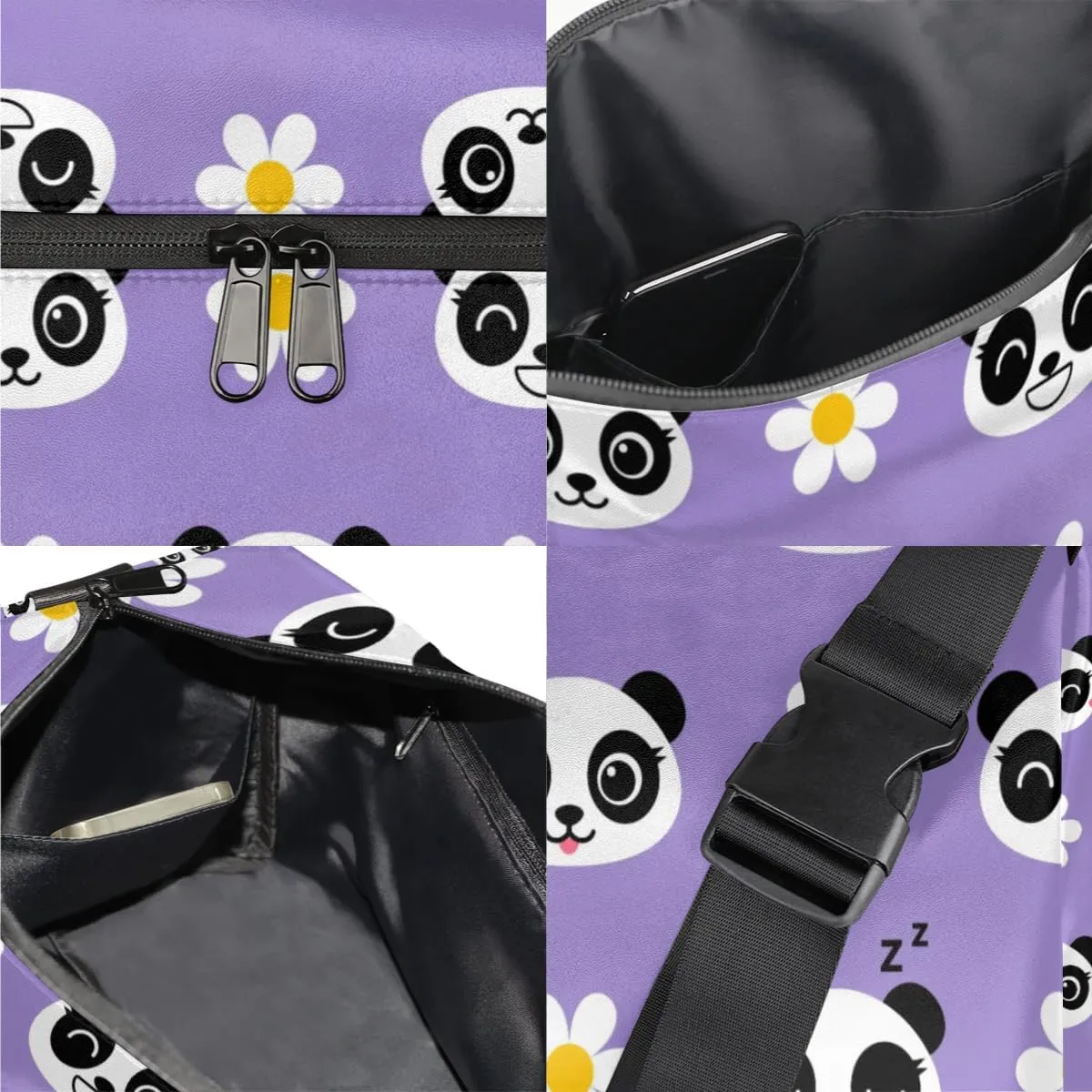 Smiling Panda Small Gym Bag for Men Women Workout Sport Duffle Bag Waterproof Weekender Overnight Bag Lightweight Carry on Tote Bag Crossbody Shoulder Travel Bag for Swim Yoge Dance