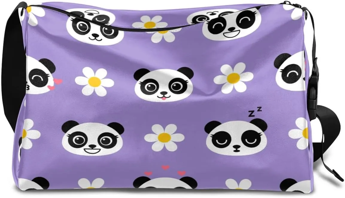 Smiling Panda Small Gym Bag for Men Women Workout Sport Duffle Bag Waterproof Weekender Overnight Bag Lightweight Carry on Tote Bag Crossbody Shoulder Travel Bag for Swim Yoge Dance
