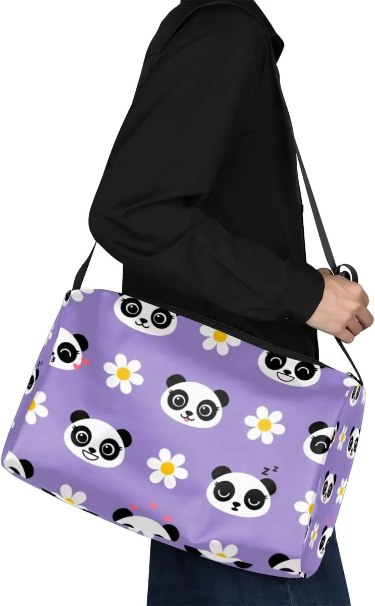 Smiling Panda Small Gym Bag for Men Women Workout Sport Duffle Bag Waterproof Weekender Overnight Bag Lightweight Carry on Tote Bag Crossbody Shoulder Travel Bag for Swim Yoge Dance