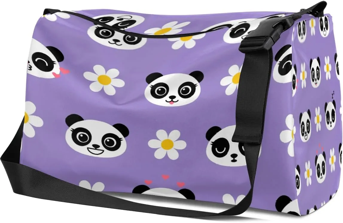 Smiling Panda Small Gym Bag for Men Women Workout Sport Duffle Bag Waterproof Weekender Overnight Bag Lightweight Carry on Tote Bag Crossbody Shoulder Travel Bag for Swim Yoge Dance