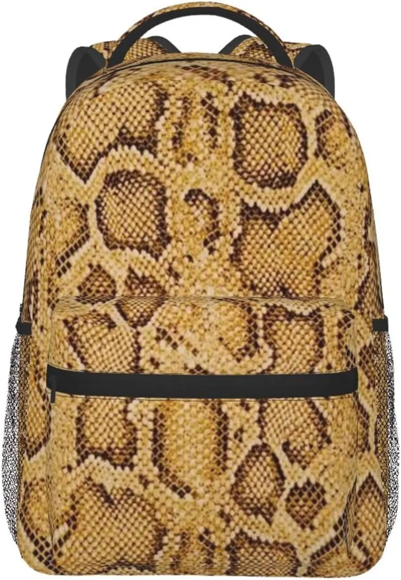 Snake Skin Backpack Funny Laptop Backpack Snake Tablet Travel Picnic Travel Bag Animal Skin Laptop Bag