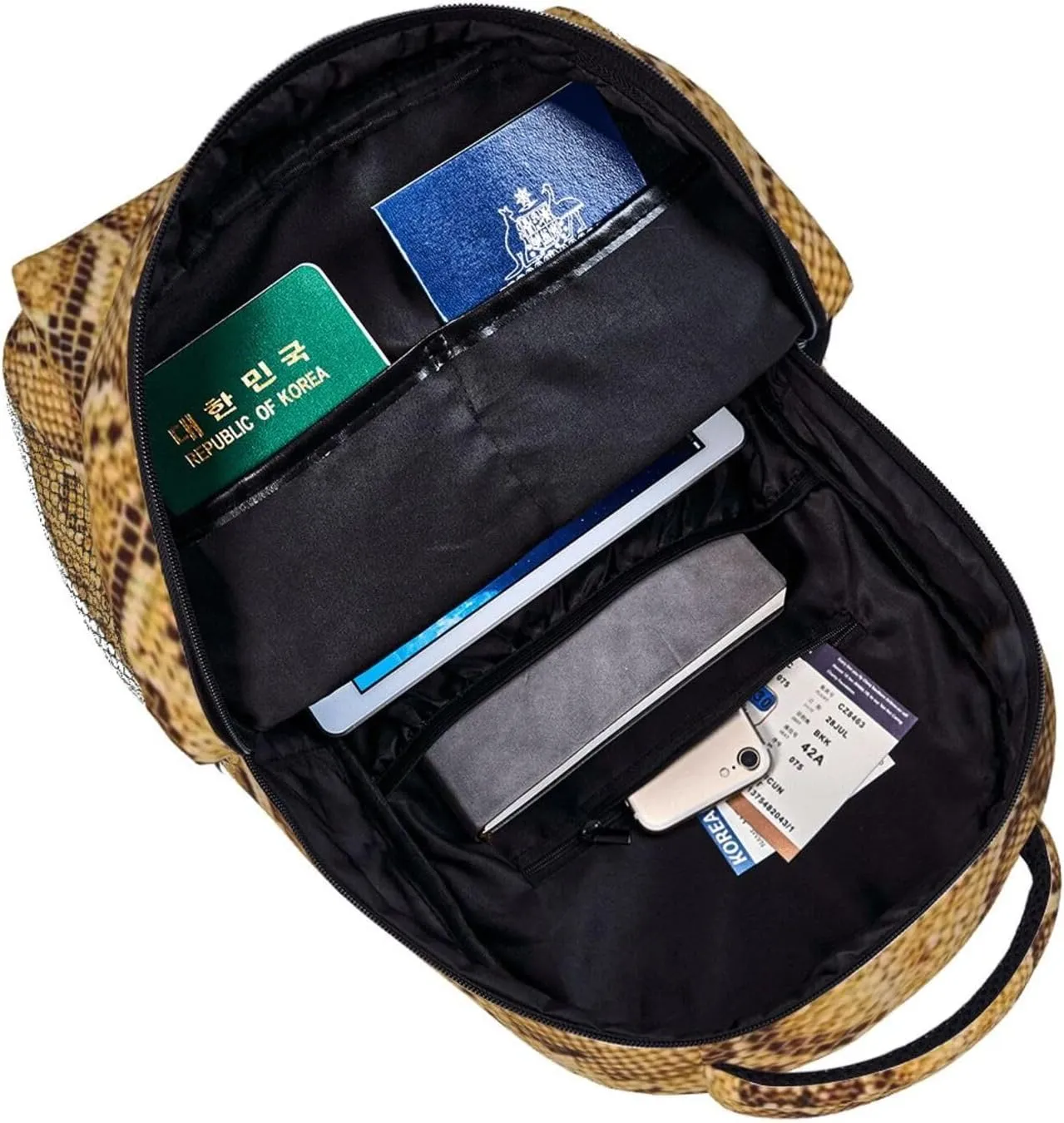 Snake Skin Backpack Funny Laptop Backpack Snake Tablet Travel Picnic Travel Bag Animal Skin Laptop Bag