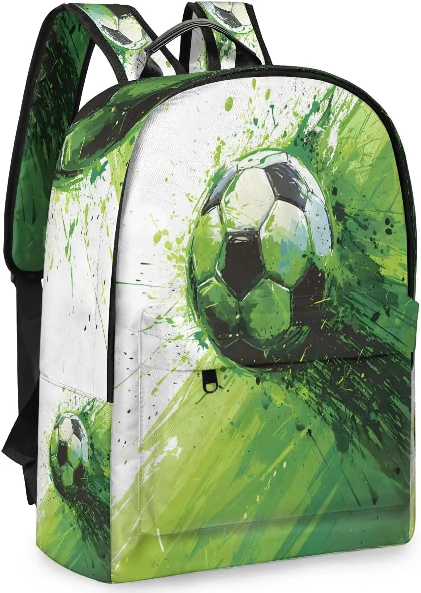 Soccer Football Pattern Backpack for Women Men Lightweight Laptop Backpack Carry on Backpacks Casual Shoulder Bag with Adjustable Shoulder Strap for Travel Gym Work