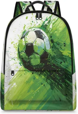 Soccer Football Pattern Backpack for Women Men Lightweight Laptop Backpack Carry on Backpacks Casual Shoulder Bag with Adjustable Shoulder Strap for Travel Gym Work