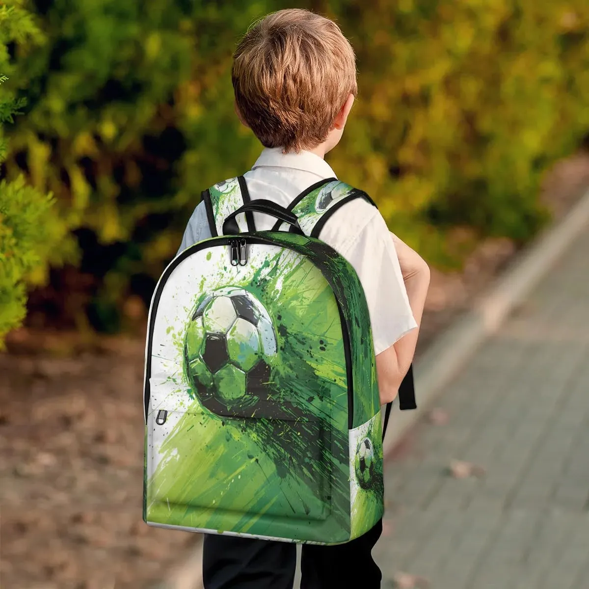 Soccer Football Pattern Backpack for Women Men Lightweight Laptop Backpack Carry on Backpacks Casual Shoulder Bag with Adjustable Shoulder Strap for Travel Gym Work