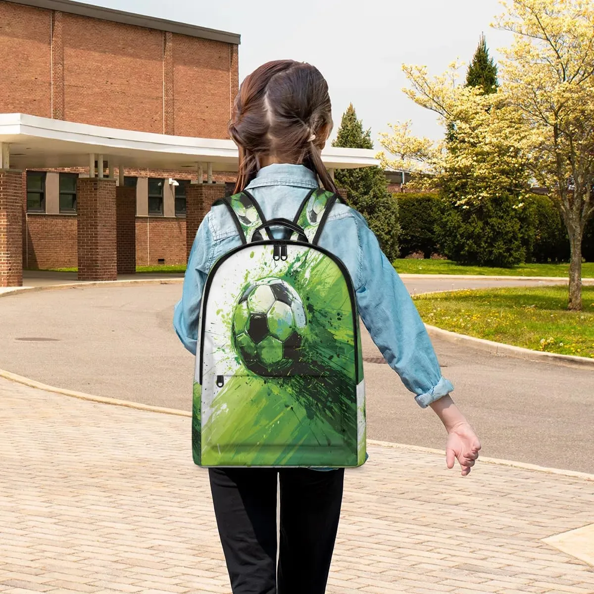 Soccer Football Pattern Backpack for Women Men Lightweight Laptop Backpack Carry on Backpacks Casual Shoulder Bag with Adjustable Shoulder Strap for Travel Gym Work