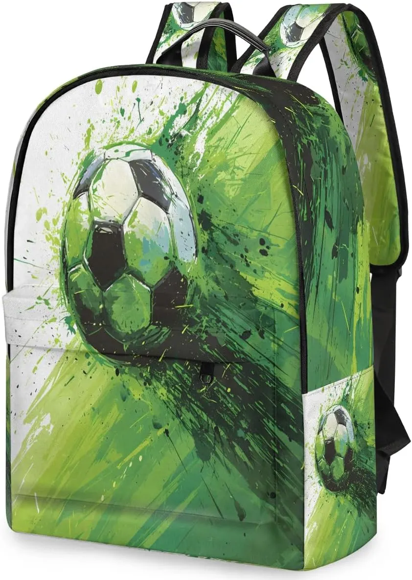 Soccer Football Pattern Backpack for Women Men Lightweight Laptop Backpack Carry on Backpacks Casual Shoulder Bag with Adjustable Shoulder Strap for Travel Gym Work