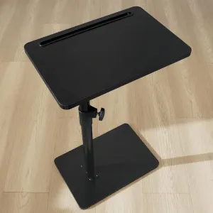 Sofa Armrest Tray Table for Couch - 360° Swivel Height Adjustable End for Small Spaces, Snack Side Table for Bed or Chair with Phone & Tablet Slot (Black,Standard)