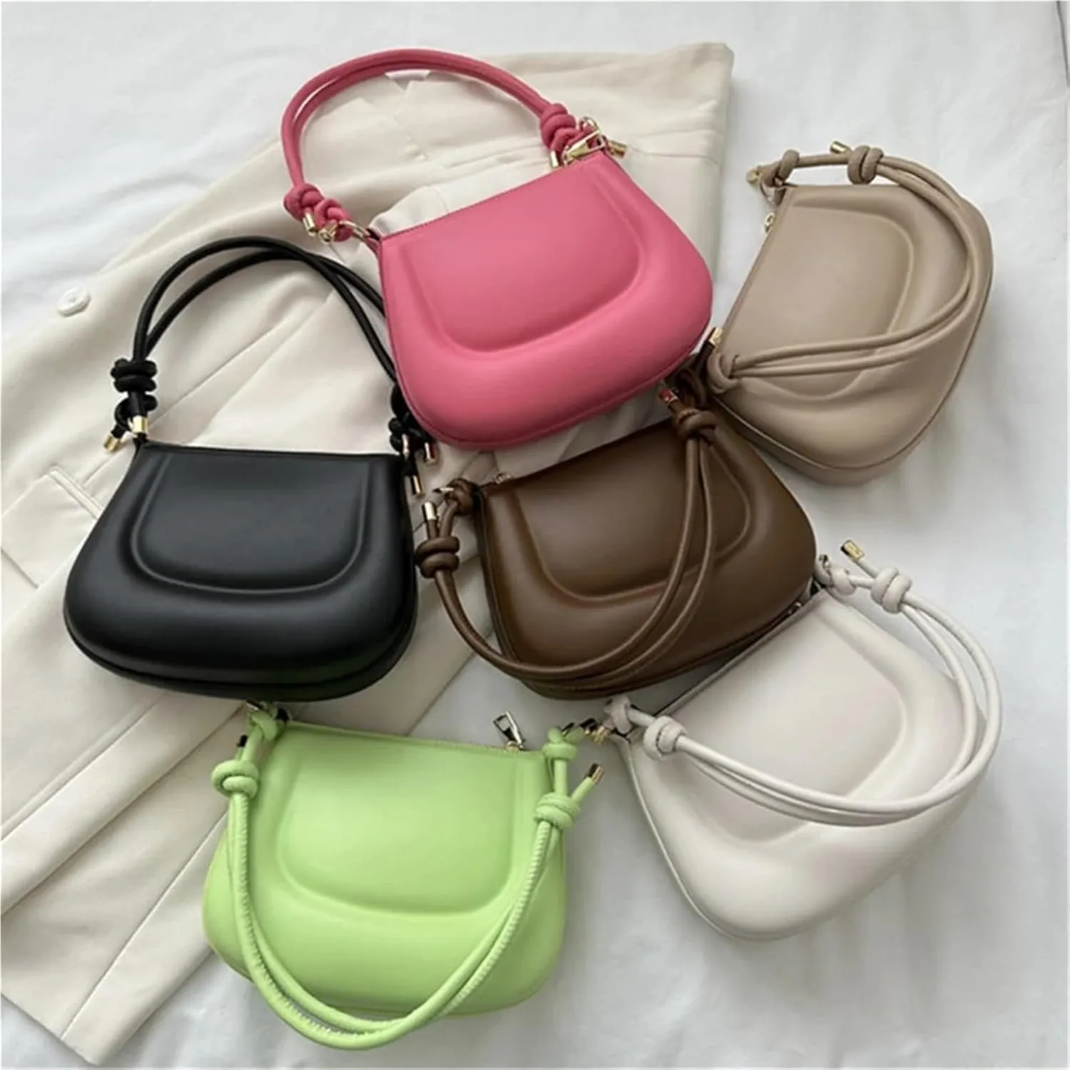 Soft Pu Ladies Leather Crossbody Bag Women Purple Underarm Bag Retro Solid Color Handbag Fashion