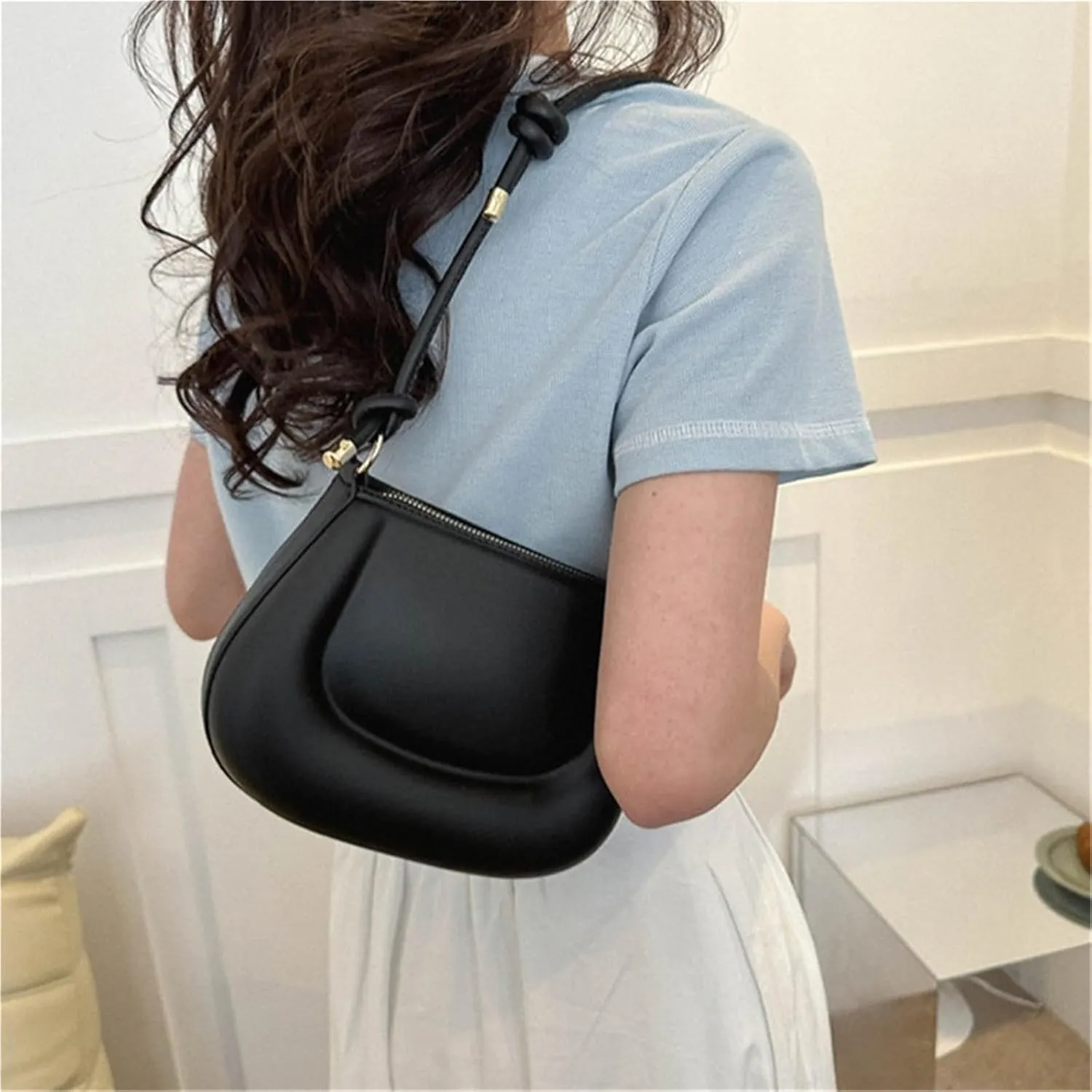 Soft Pu Ladies Leather Crossbody Bag Women Purple Underarm Bag Retro Solid Color Handbag Fashion