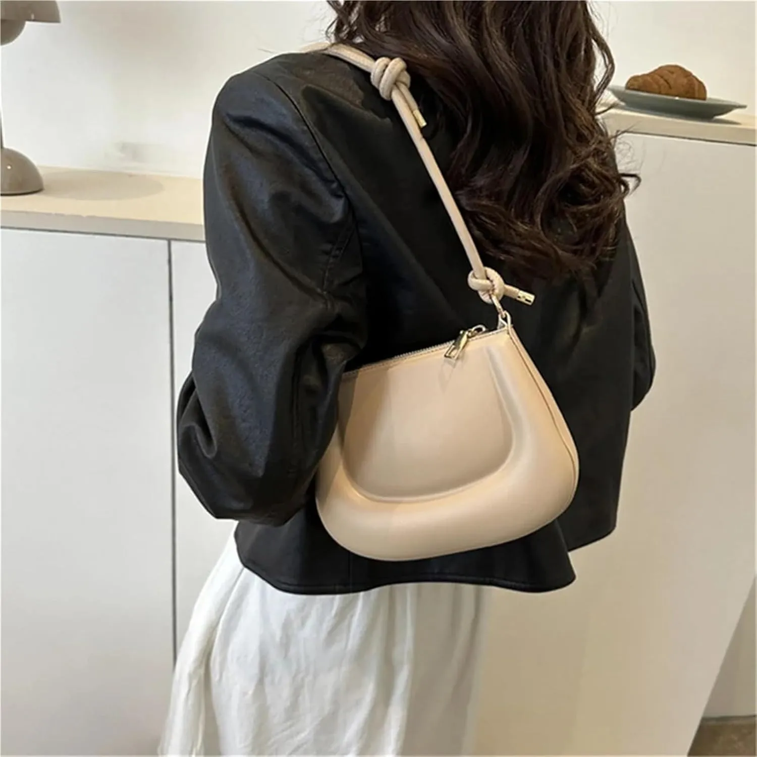 Soft Pu Ladies Leather Crossbody Bag Women Purple Underarm Bag Retro Solid Color Handbag Fashion