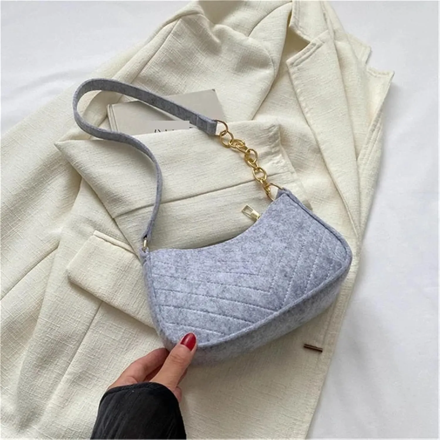 Soft Pu Ladies Leather Crossbody Bag Women Purple Underarm Bag Retro Solid Color Handbag Fashion