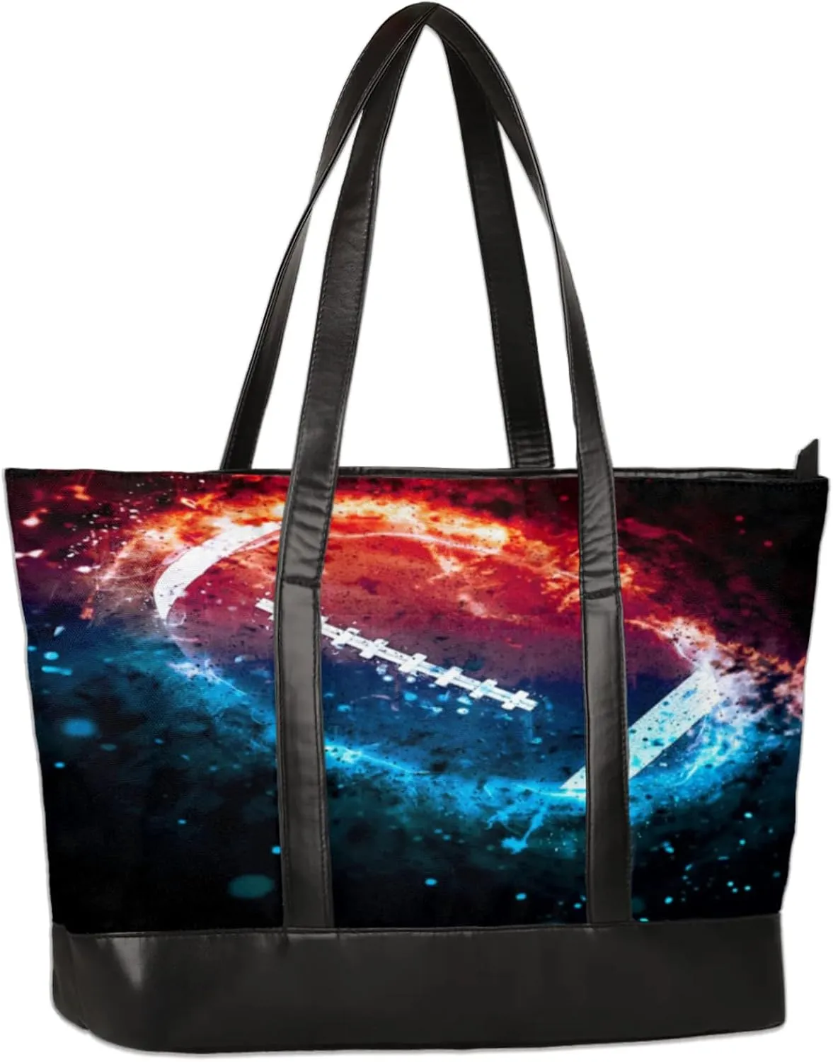 Space Football Laptop Tote Bag for Women Lightweight Work Purse with Multiple Compartments Fits 13-15.6 Inch Laptop Tablet Shoulder Bag for Office Travel Daily Use