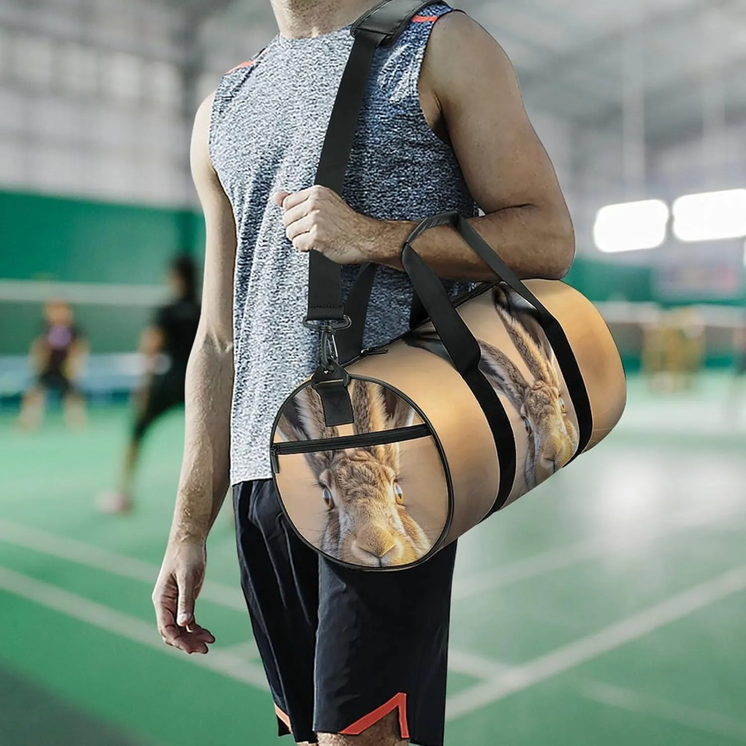 Sports Gym Bag for Women Men Travel Duffel Bag A Brown Hare Weekender Bag Canvas Carry on Overnight Bag for Travel Swimming Fitness Workout Sports Duffle Bag