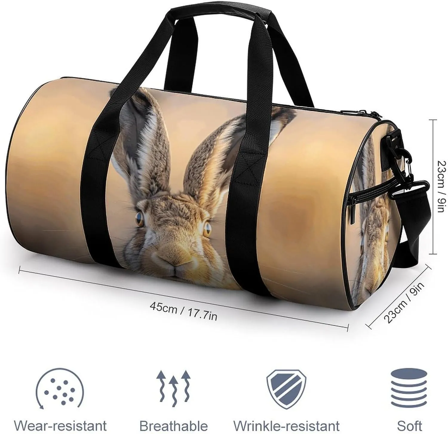 Sports Gym Bag for Women Men Travel Duffel Bag A Brown Hare Weekender Bag Canvas Carry on Overnight Bag for Travel Swimming Fitness Workout Sports Duffle Bag