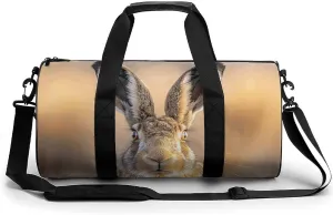 Sports Gym Bag for Women Men Travel Duffel Bag A Brown Hare Weekender Bag Canvas Carry on Overnight Bag for Travel Swimming Fitness Workout Sports Duffle Bag
