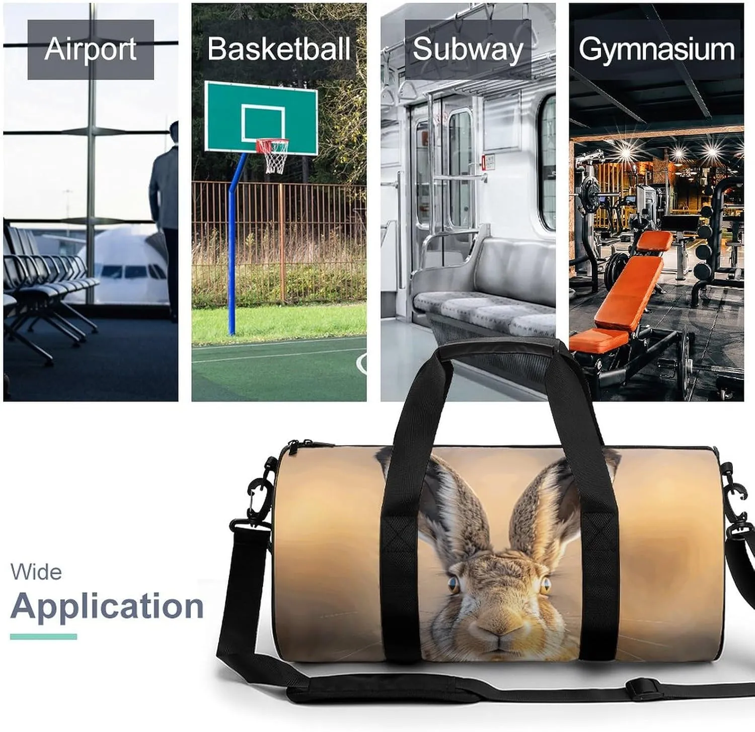 Sports Gym Bag for Women Men Travel Duffel Bag A Brown Hare Weekender Bag Canvas Carry on Overnight Bag for Travel Swimming Fitness Workout Sports Duffle Bag