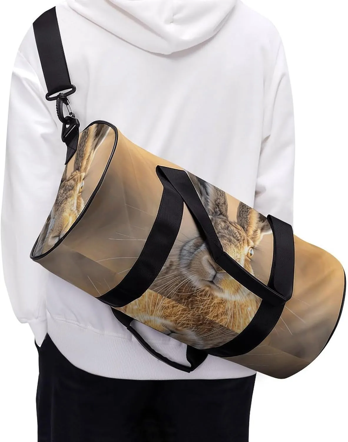 Sports Gym Bag for Women Men Travel Duffel Bag A Brown Hare Weekender Bag Canvas Carry on Overnight Bag for Travel Swimming Fitness Workout Sports Duffle Bag