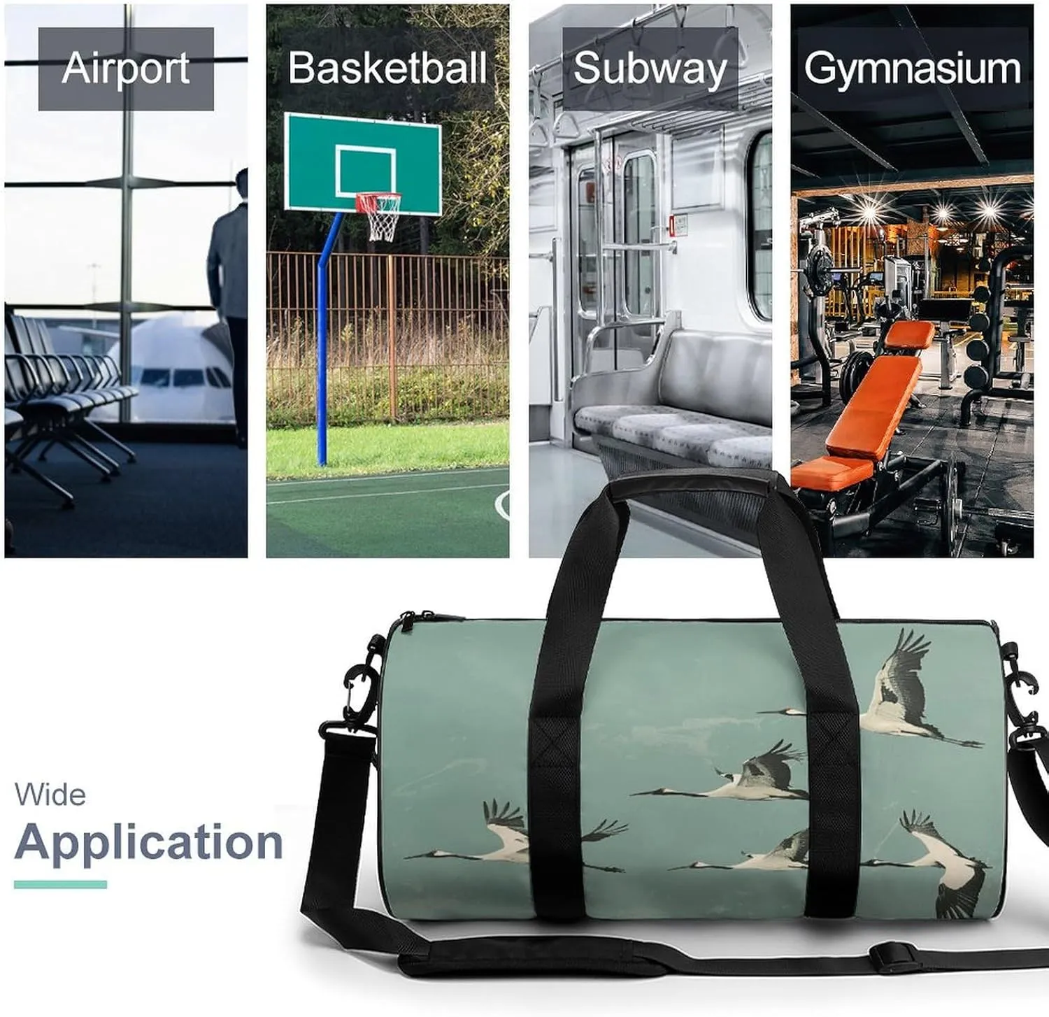 Sports Gym Bag for Women Men Travel Duffel Bag A Flock of Birds Weekender Bag Canvas Carry on Overnight Bag for Travel Swimming Fitness Workout Sports Duffle Bag, 17.7in/9in/9in, style-3