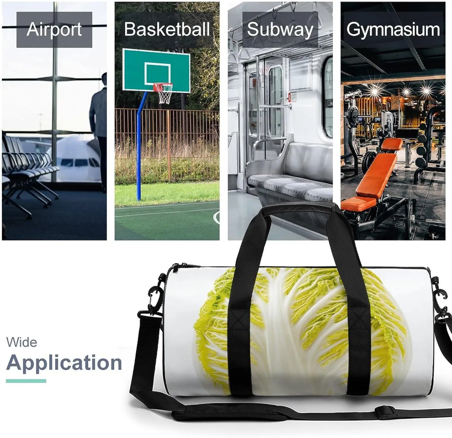 Sports Gym Bag for Women Men Travel Duffel Bag A Whole Cabbage Weekender Bag Canvas Carry on Overnight Bag for Travel Swimming Fitness Workout Sports Duffle Bag, 17.7in/9in/9in, style