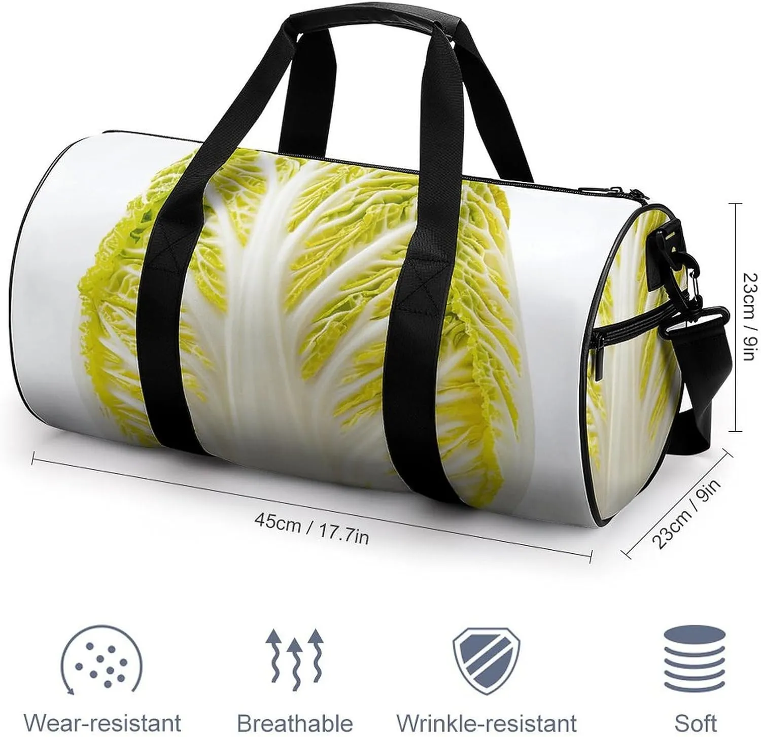 Sports Gym Bag for Women Men Travel Duffel Bag A Whole Cabbage Weekender Bag Canvas Carry on Overnight Bag for Travel Swimming Fitness Workout Sports Duffle Bag, 17.7in/9in/9in, style
