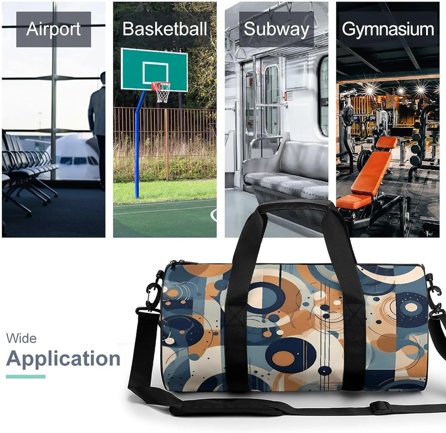 Sports Gym Bag for Women Men Travel Duffel Bag Abstract Design Weekender Bag Canvas Carry on Overnight Bag for Travel Swimming Fitness Workout Sports Duffle Bag, 17.7in/9in/9in, style-1-1