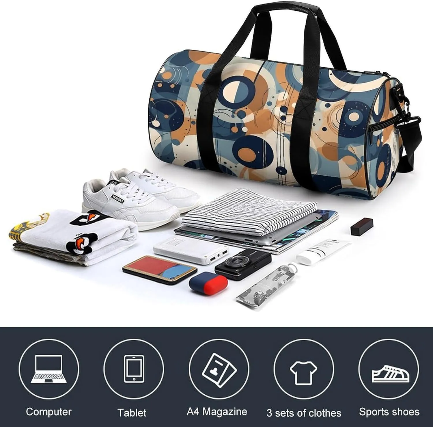 Sports Gym Bag for Women Men Travel Duffel Bag Abstract Design Weekender Bag Canvas Carry on Overnight Bag for Travel Swimming Fitness Workout Sports Duffle Bag, 17.7in/9in/9in, style-1-1