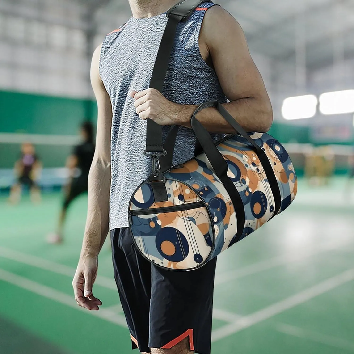 Sports Gym Bag for Women Men Travel Duffel Bag Abstract Design Weekender Bag Canvas Carry on Overnight Bag for Travel Swimming Fitness Workout Sports Duffle Bag, 17.7in/9in/9in, style-1-1