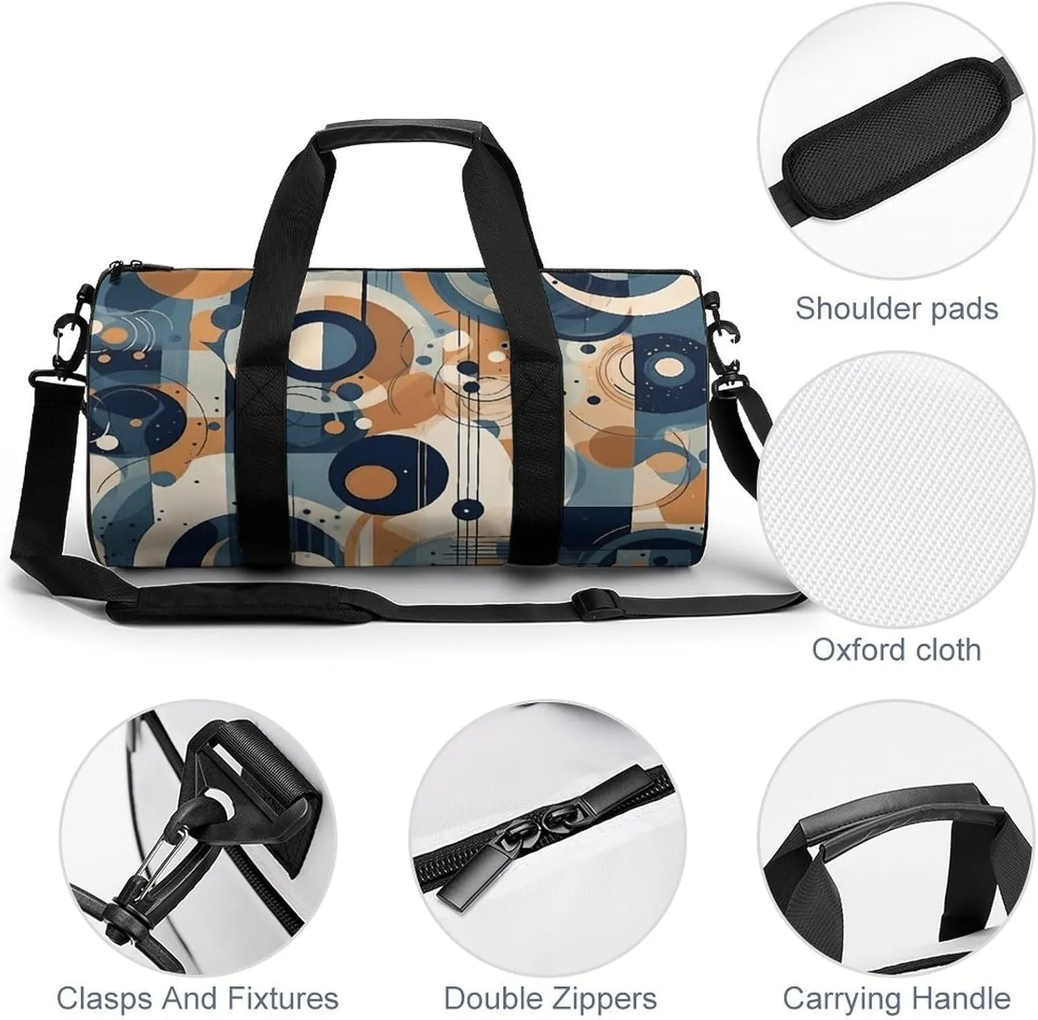 Sports Gym Bag for Women Men Travel Duffel Bag Abstract Design Weekender Bag Canvas Carry on Overnight Bag for Travel Swimming Fitness Workout Sports Duffle Bag, 17.7in/9in/9in, style-1-1