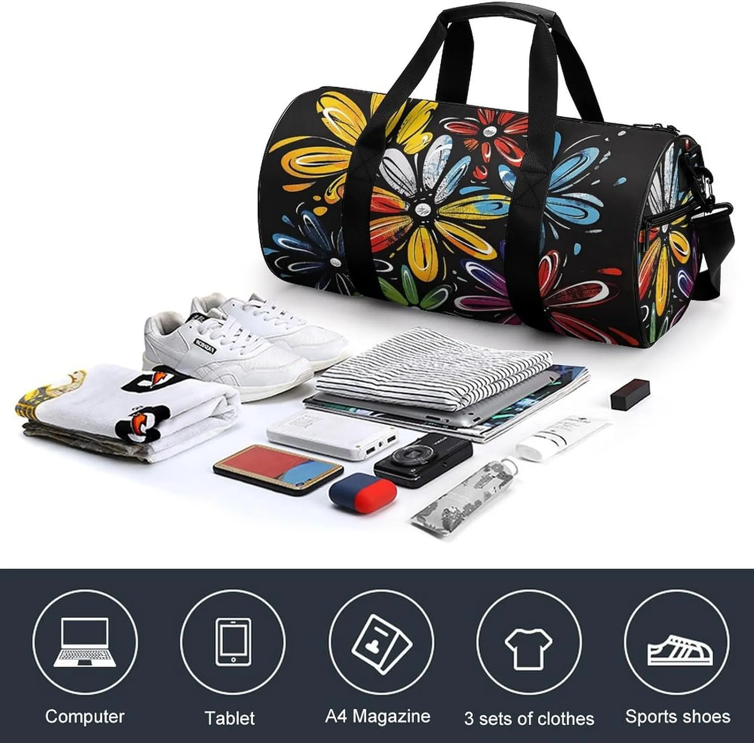 Sports Gym Bag for Women Men Travel Duffel Bag Abstract Pattern Style Weekender Bag Canvas Carry on Overnight Bag for Travel Swimming Fitness Workout Sports Duffle Bag