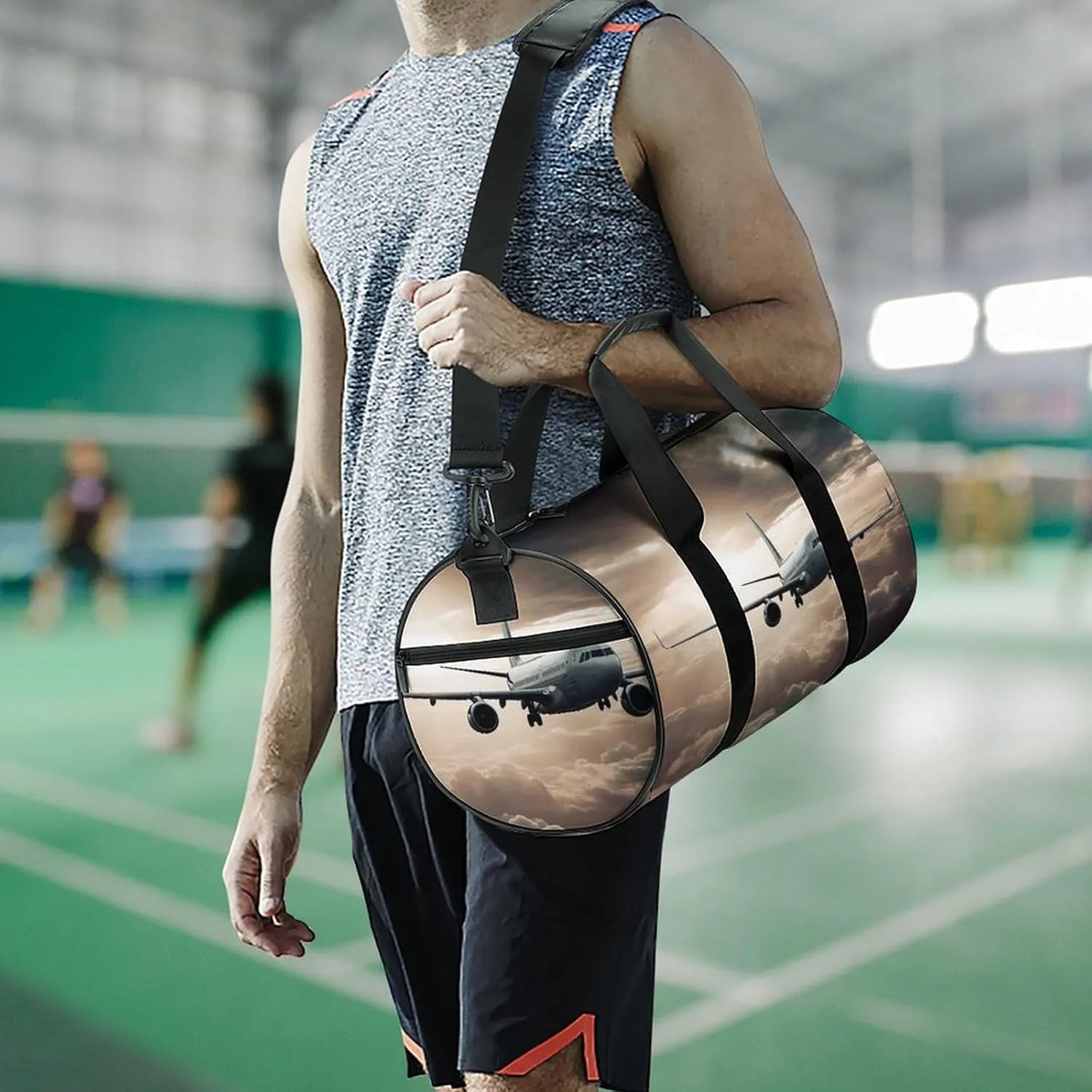 Sports Gym Bag for Women Men Travel Duffel Bag Airplane Flying in The Air Weekender Bag Canvas Carry on Overnight Bag for Travel Swimming Fitness Workout Sports Duffle Bag