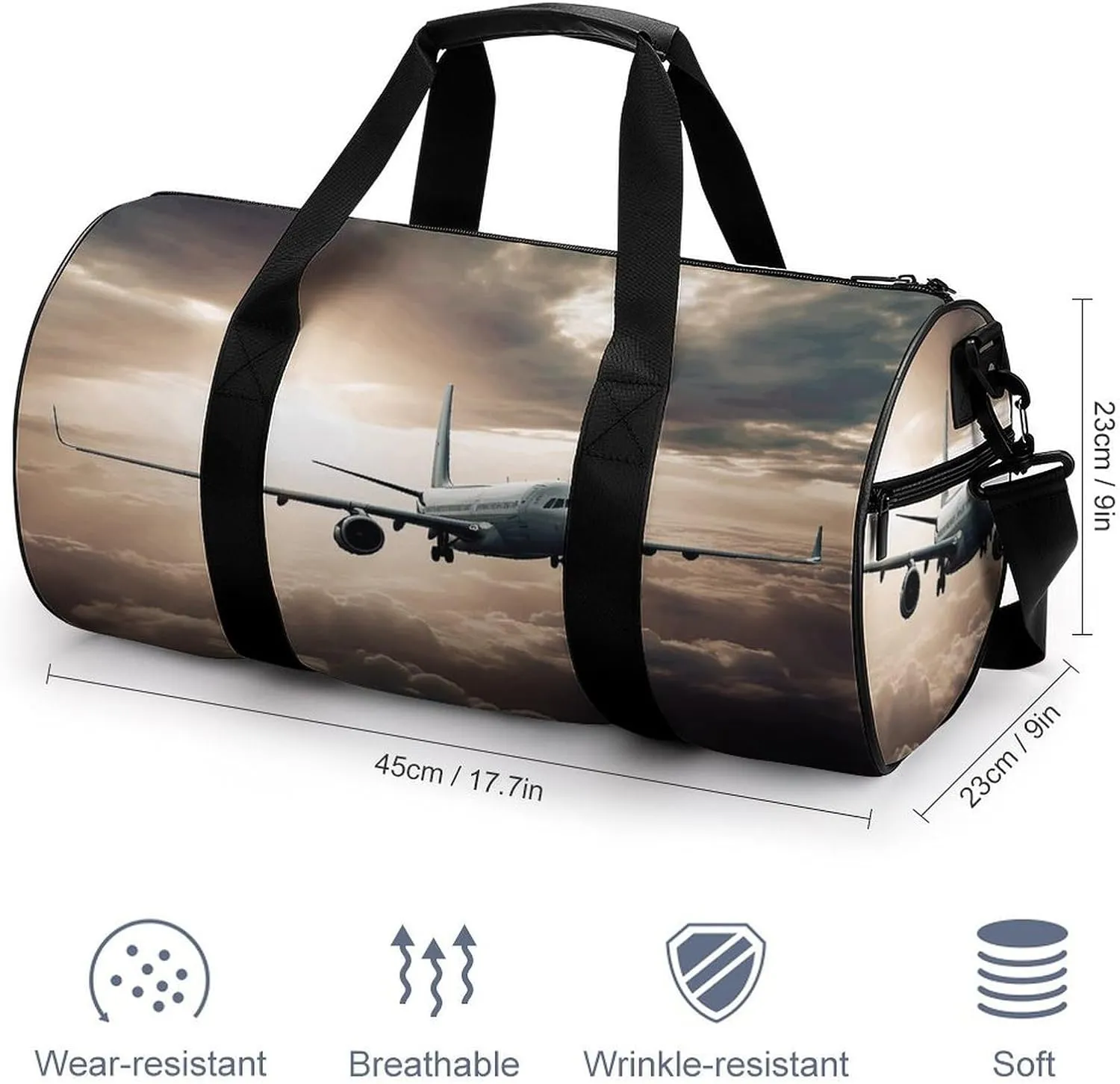 Sports Gym Bag for Women Men Travel Duffel Bag Airplane Flying in The Air Weekender Bag Canvas Carry on Overnight Bag for Travel Swimming Fitness Workout Sports Duffle Bag