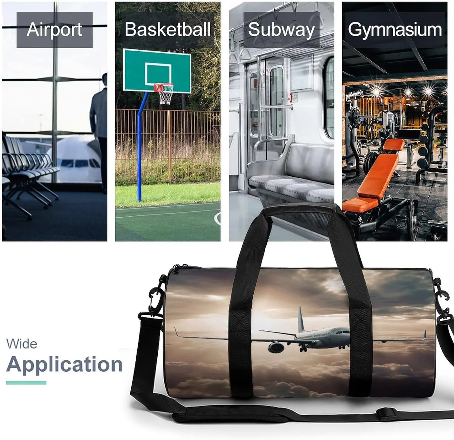 Sports Gym Bag for Women Men Travel Duffel Bag Airplane Flying in The Air Weekender Bag Canvas Carry on Overnight Bag for Travel Swimming Fitness Workout Sports Duffle Bag