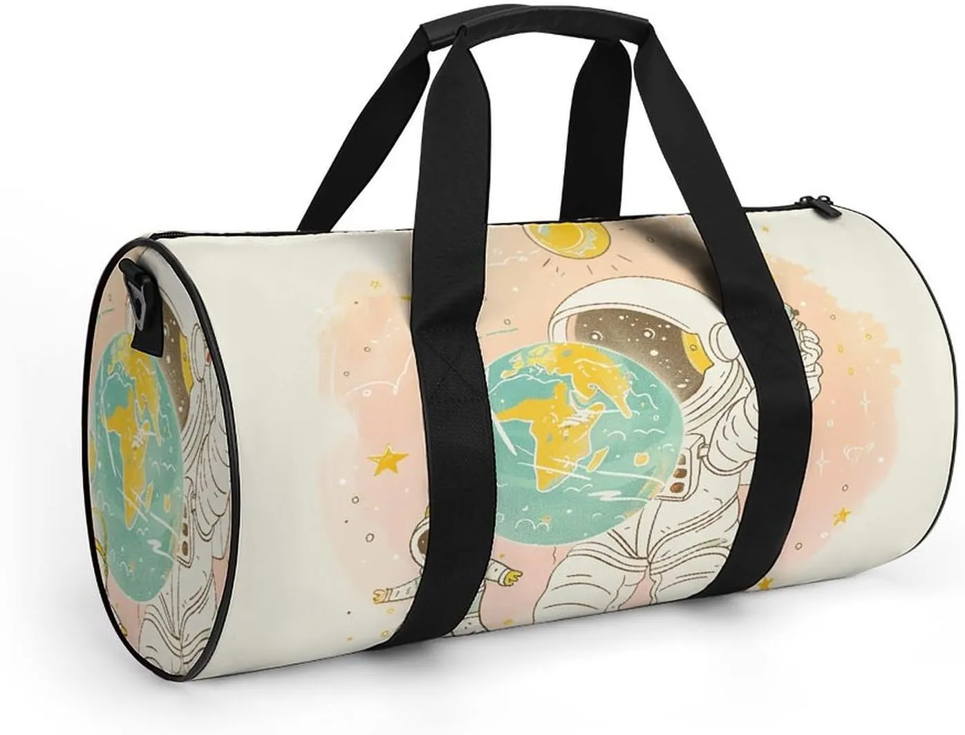 Sports Gym Bag for Women Men Travel Duffel Bag Astronaut Holding Earth Weekender Bag Canvas Carry on Overnight Bag for Travel Swimming Fitness Workout Sports Duffle Bag