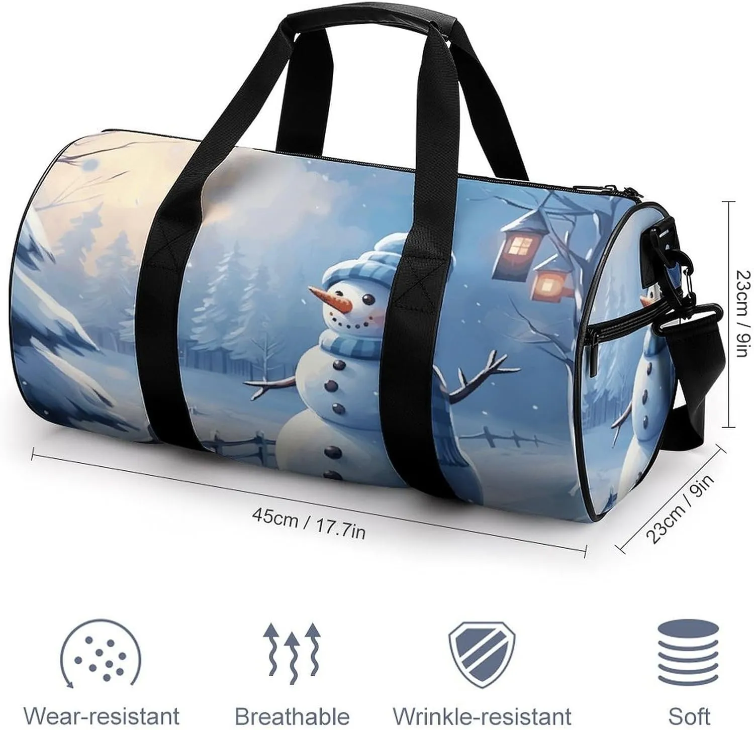 Sports Gym Bag for Women Men Travel Duffel Bag Blue And Blue Style Weekender Bag Canvas Carry on Overnight Bag for Travel Swimming Fitness Workout Sports Duffle Bag, 17.7in/9in/9in