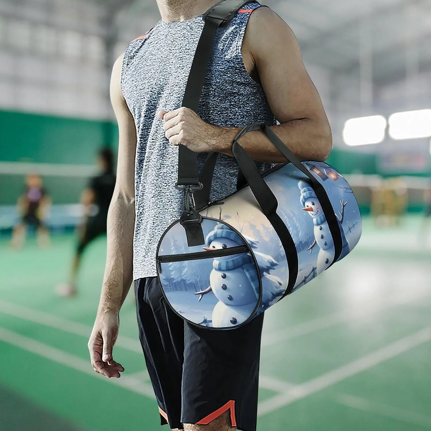 Sports Gym Bag for Women Men Travel Duffel Bag Blue And Blue Style Weekender Bag Canvas Carry on Overnight Bag for Travel Swimming Fitness Workout Sports Duffle Bag, 17.7in/9in/9in
