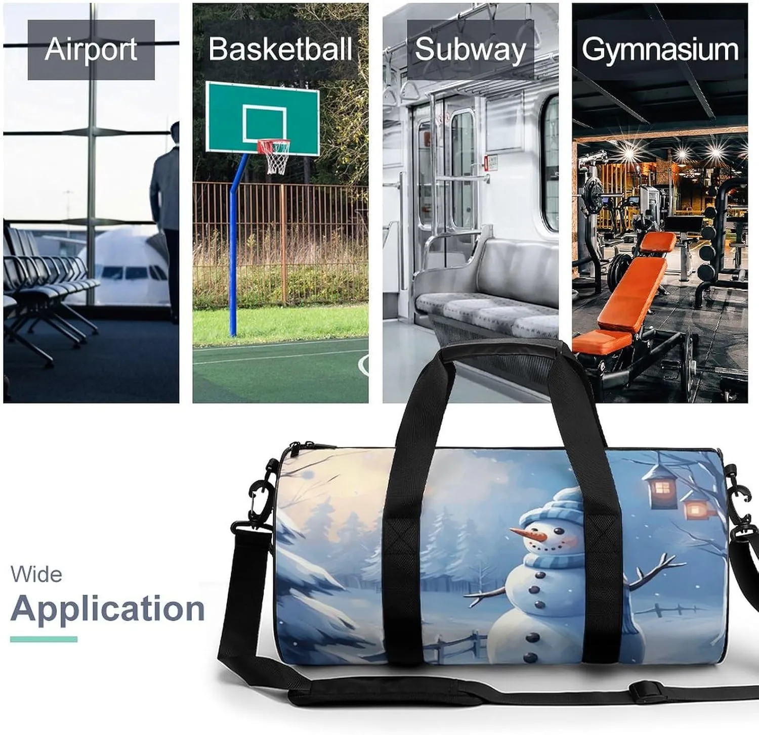 Sports Gym Bag for Women Men Travel Duffel Bag Blue And Blue Style Weekender Bag Canvas Carry on Overnight Bag for Travel Swimming Fitness Workout Sports Duffle Bag, 17.7in/9in/9in