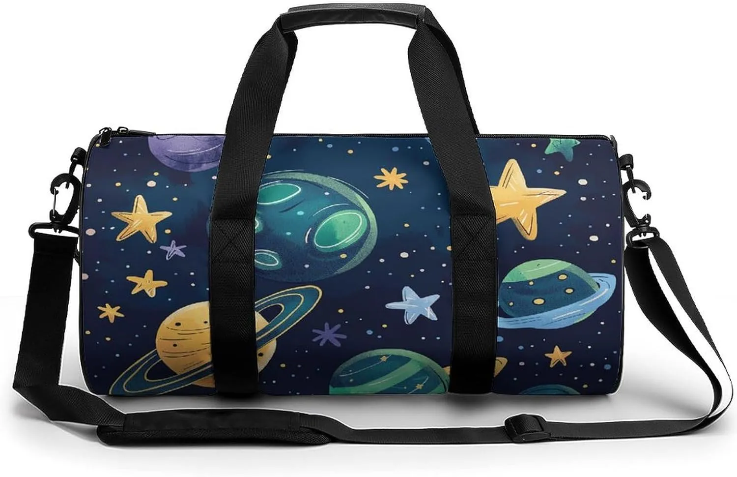 Sports Gym Bag for Women Men Travel Duffel Bag Cartoon Style Space Weekender Bag Canvas Carry on Overnight Bag for Travel Swimming Fitness Workout Sports Duffle Bag