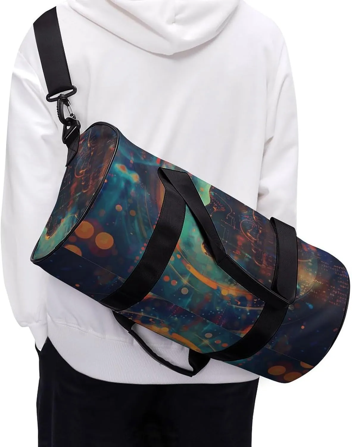 Sports Gym Bag for Women Men Travel Duffel Bag Code And Data Weekender Bag Canvas Carry on Overnight Bag for Travel Swimming Fitness Workout Sports Duffle Bag, 17.7in/9in/9in, style-1