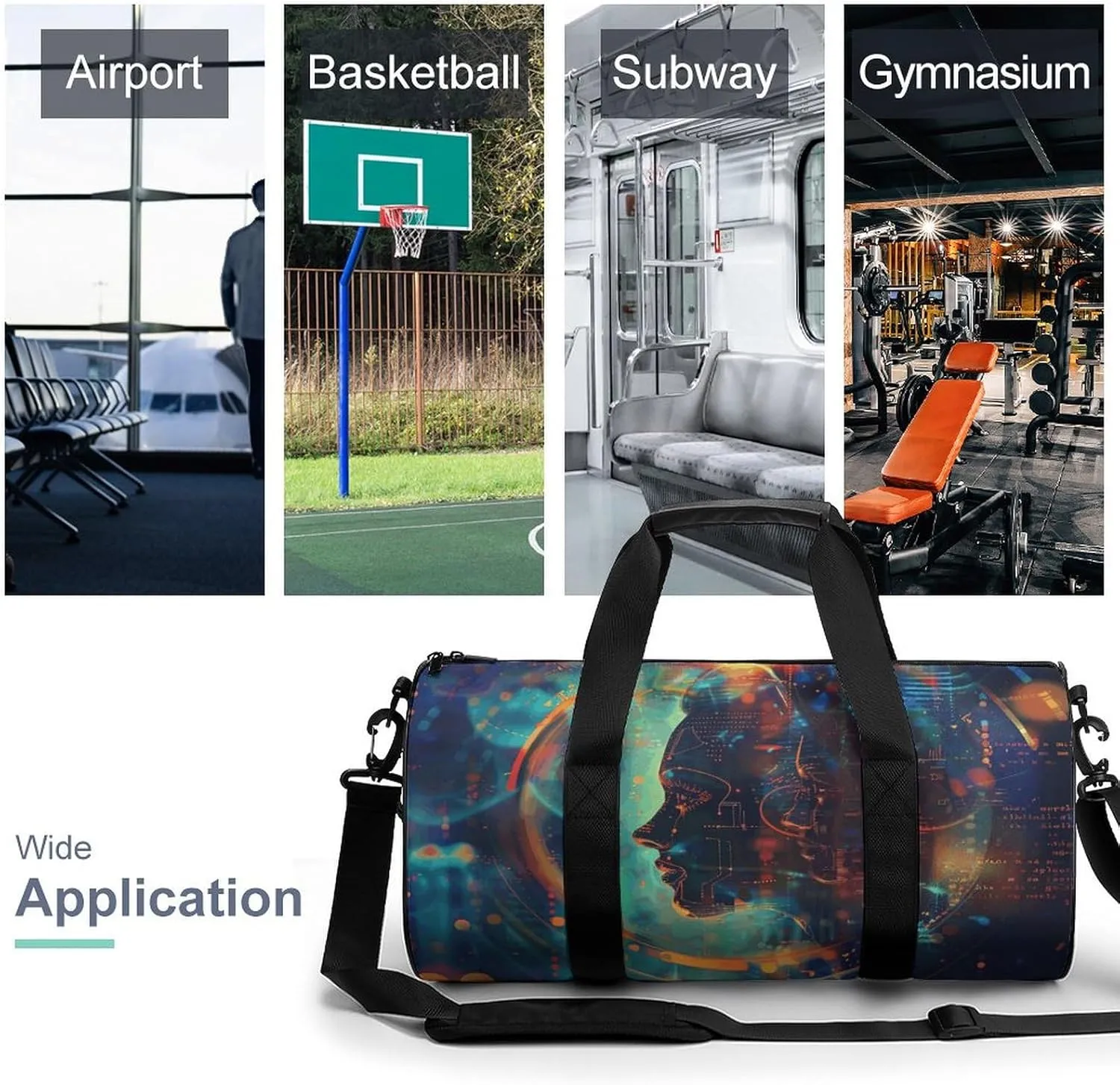 Sports Gym Bag for Women Men Travel Duffel Bag Code And Data Weekender Bag Canvas Carry on Overnight Bag for Travel Swimming Fitness Workout Sports Duffle Bag, 17.7in/9in/9in, style-1